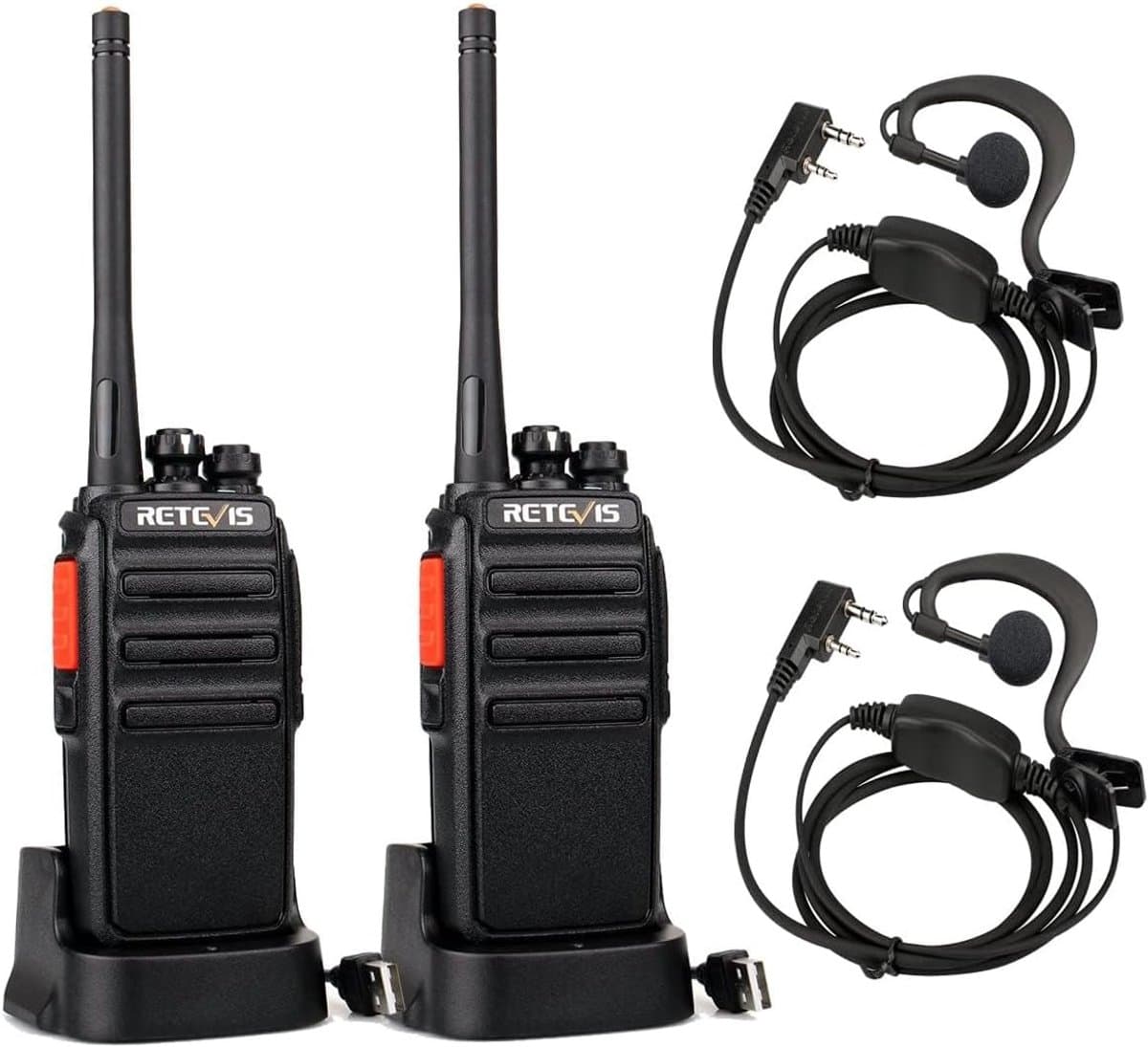 Retevis RT24 Portofoon-Licentievrije PMR446-16-kanaals-Walkie Talkie met USB-oplader en Oortelefoon-1100 mAh-Professionele Portofoon -voor Buitenwerk-met Het Gezin