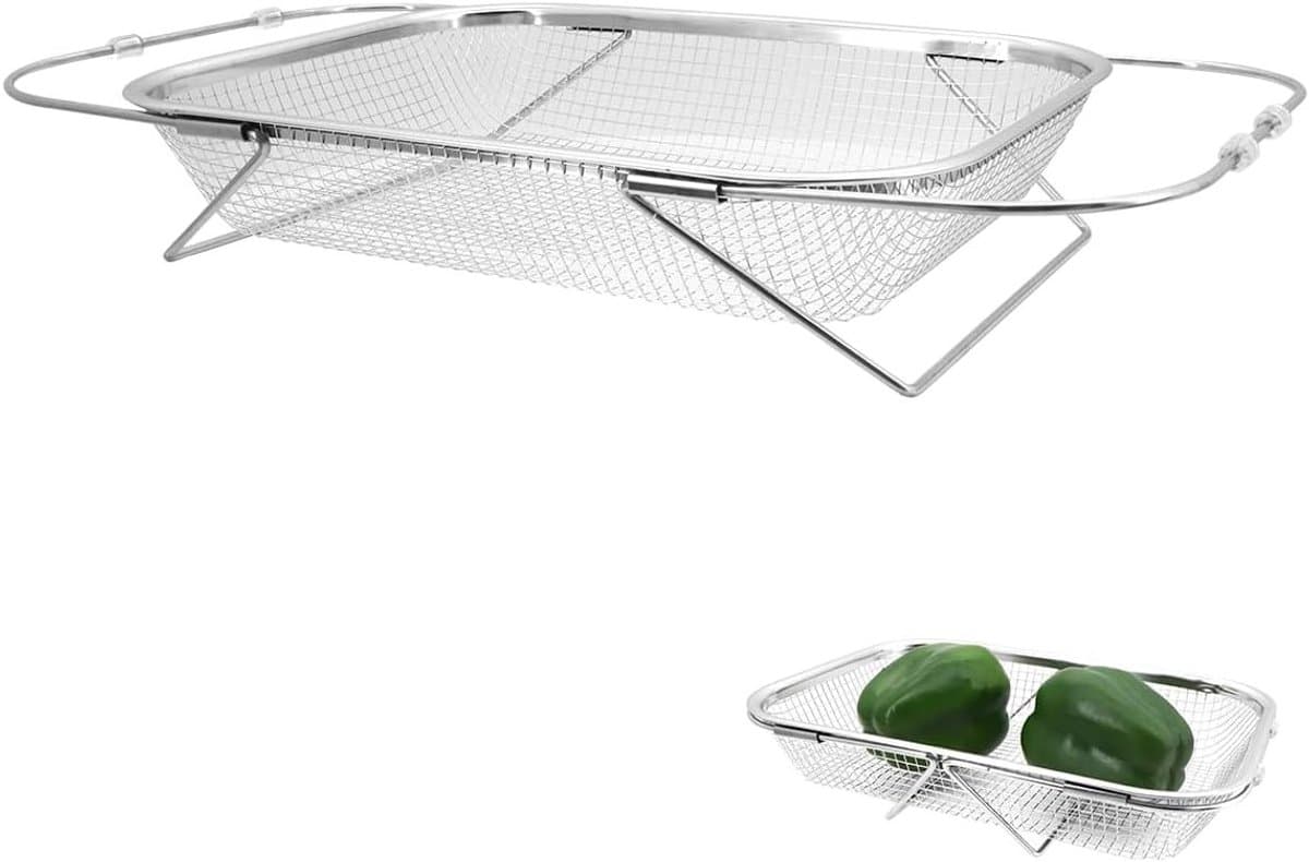 Uitbreidbare RVS Colander en Zeef voor Boven de Gootsteen - Ideaal voor Groenten, Fruit en Gekookte Pasta Afvoeren