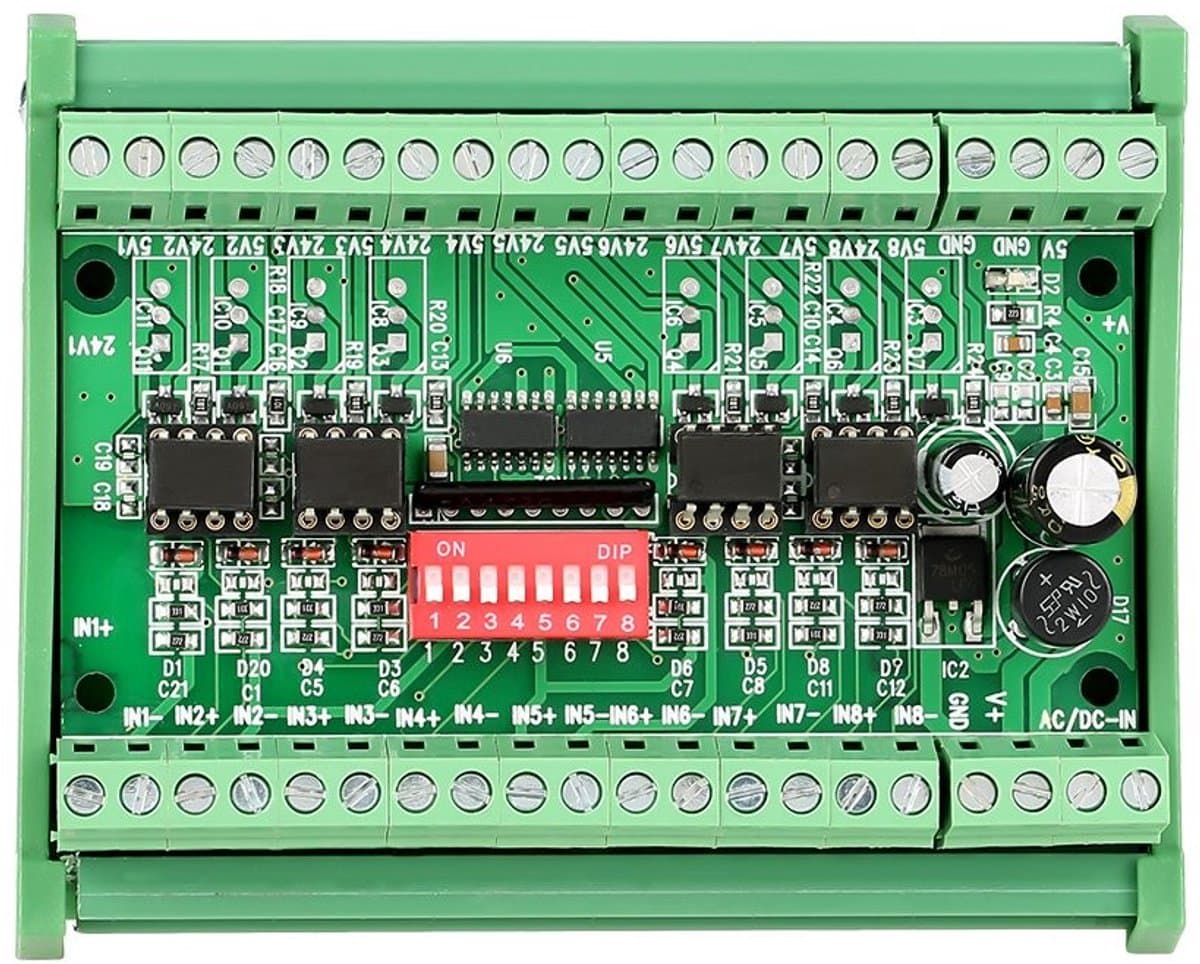 Dailygoods - Dailygoody - Level Converter 5V / 24V - Spanningsniveau-Vertaler - 8-Kanaals Signaalomvormermodule - Compact formaat - 10MHZ - Geschikt voor en M