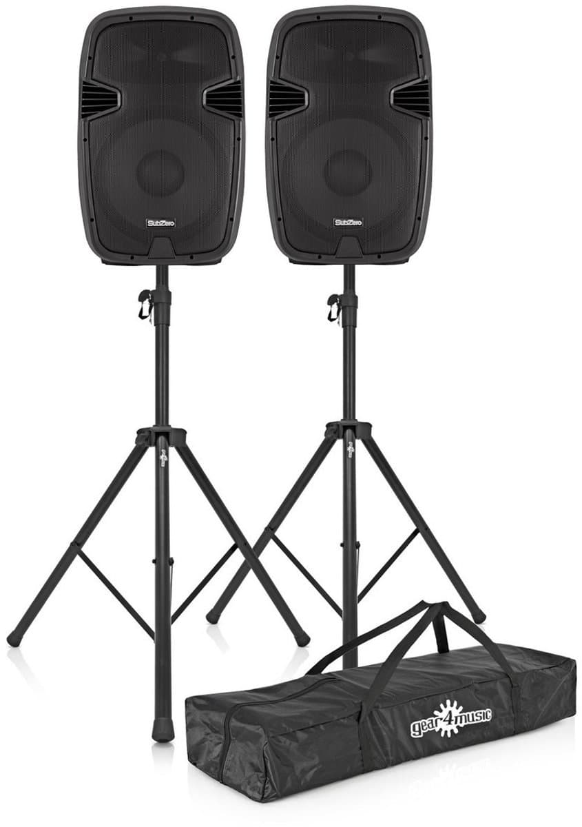 SubZero 600 W 15 PA-Luidsprekersysteem met Digitale Mediaspeler & Standaards