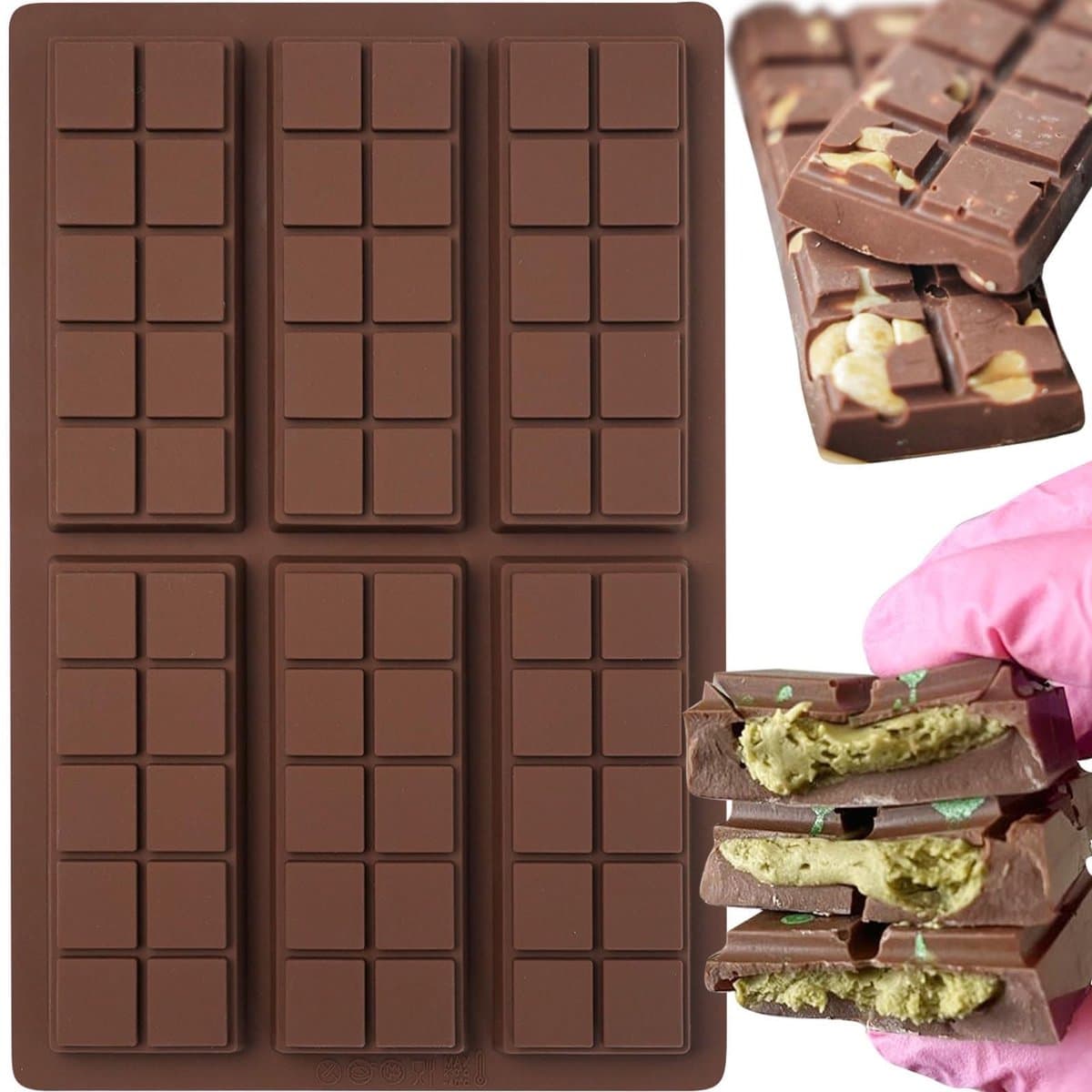 Dailygoods- Chocoladevorm 2 Stuks - Diepe Chocoladevorm - Siliconen Bakvorm - Antiaanbaklaag - Vriezer/Oven/Magnetronbestendig - Voedselveilig Materiaal