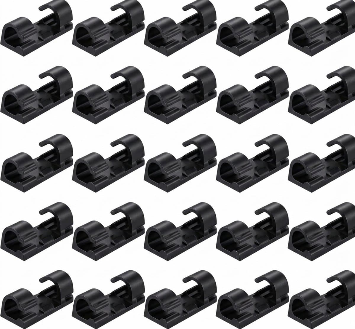 Kabelclips - 20 Stuks - Kabelhouder - Zwart - Zelfklevend - Kabelbinder - Kabel organiser - OXILO