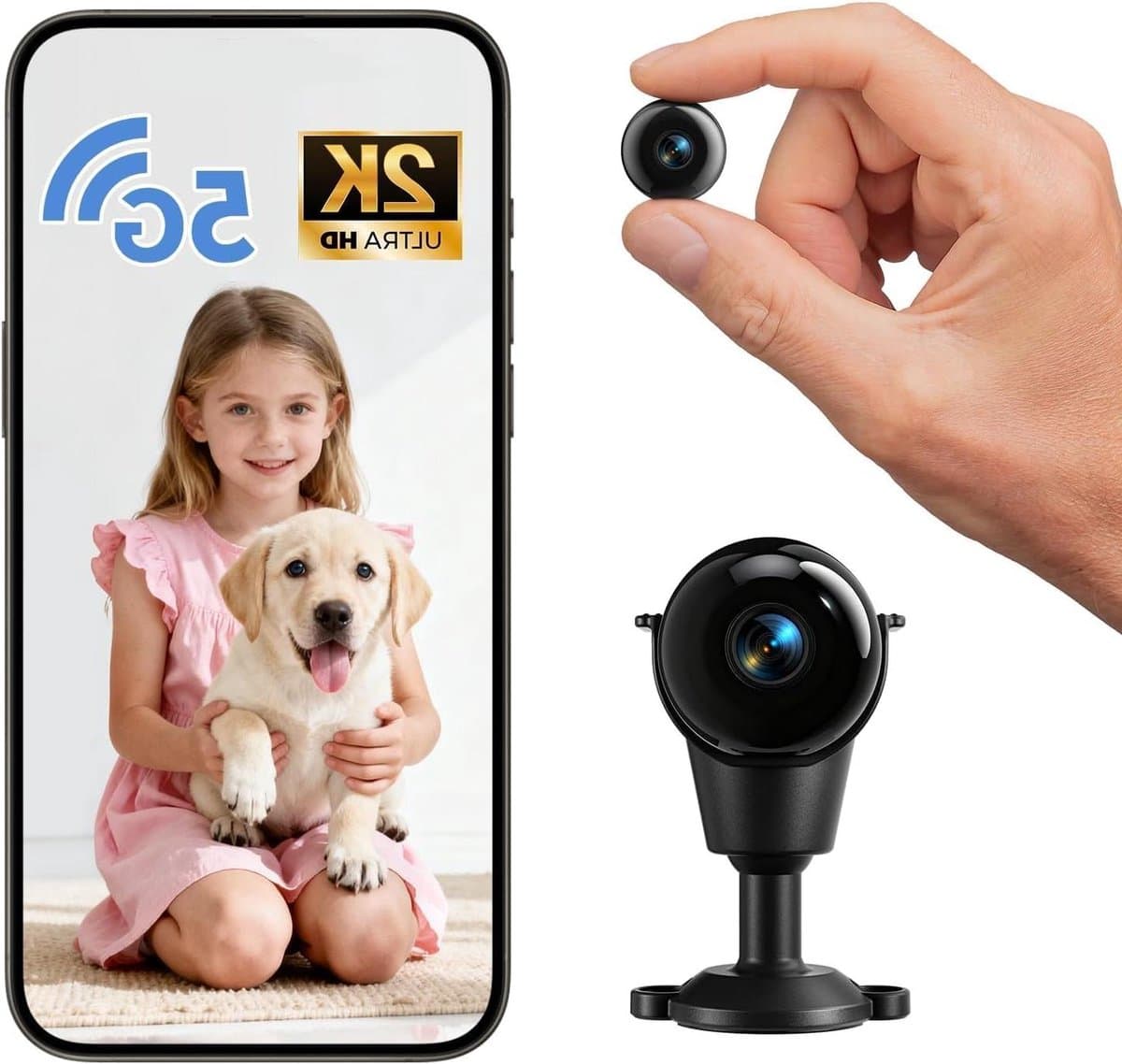 Mini Verborgen Camera - Draadloze Camera - Monitoring Thuis - Dual Band WiFi - 2K HD - Zwart