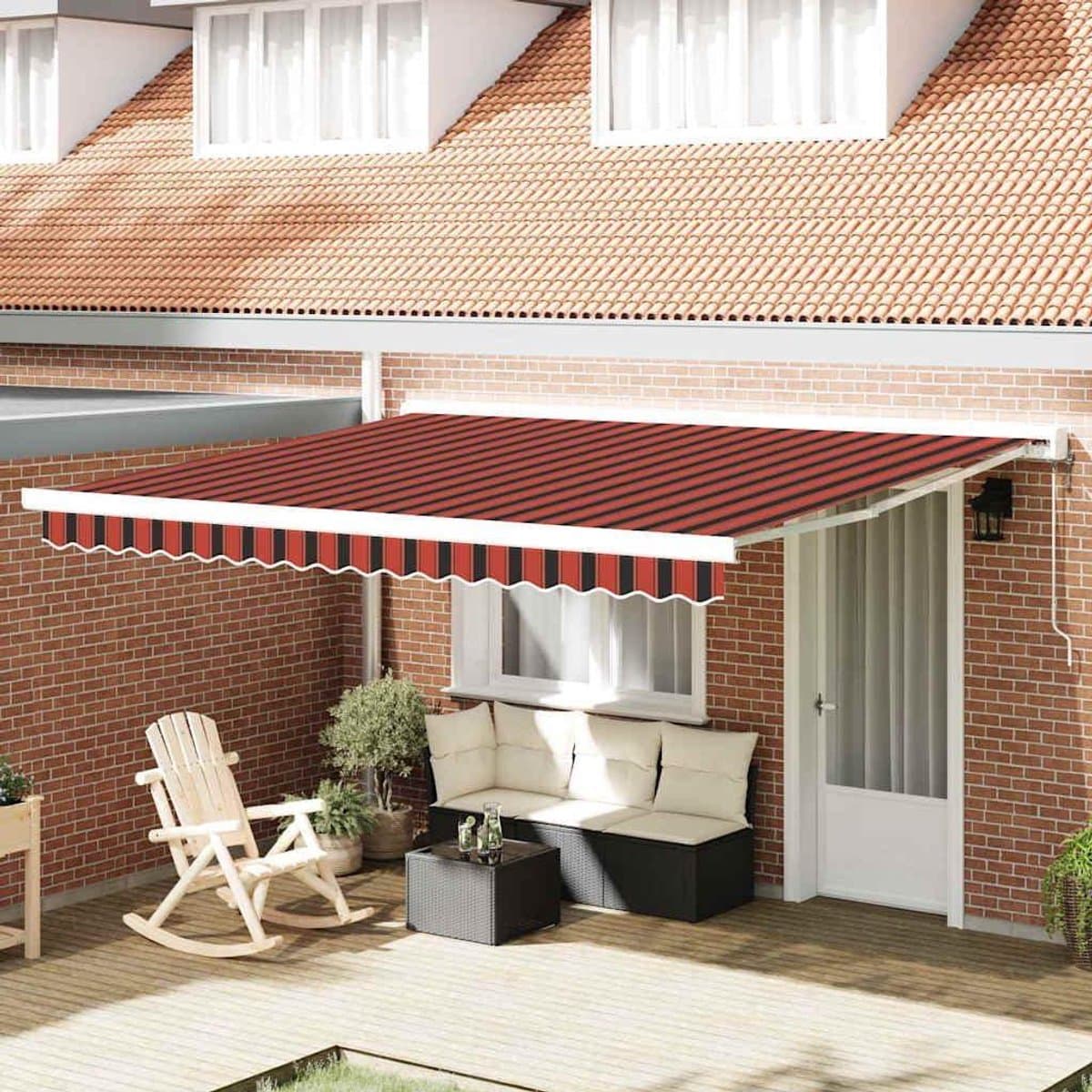 Intrekbare luifel - Terrasluifel zonwering - Buiten schaduw creëren - Handmatige aanpassing - 350 x 250 cm - Oranje bruin