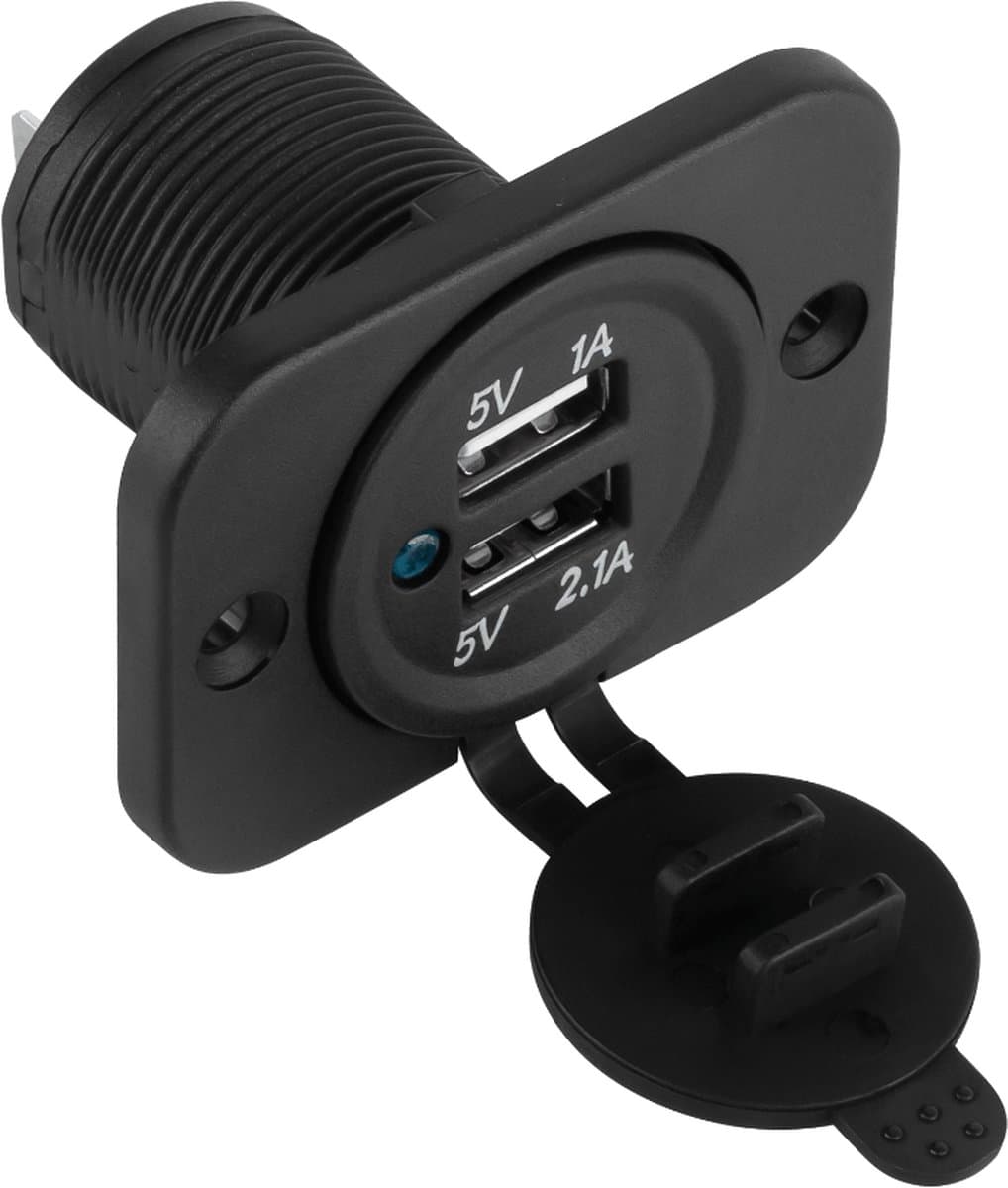 Inbouw USB oplader - 2 poorten - 3.1A - Waterproof