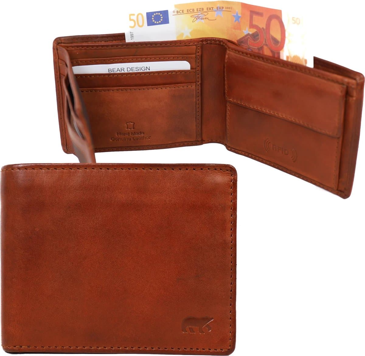 Bear Design Wesley Billfold - Cognac