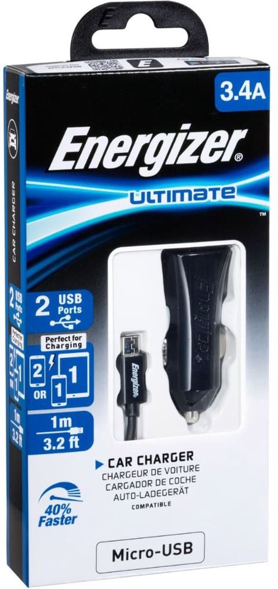 autolader micro dual USB 12/24V 3,4A zwart