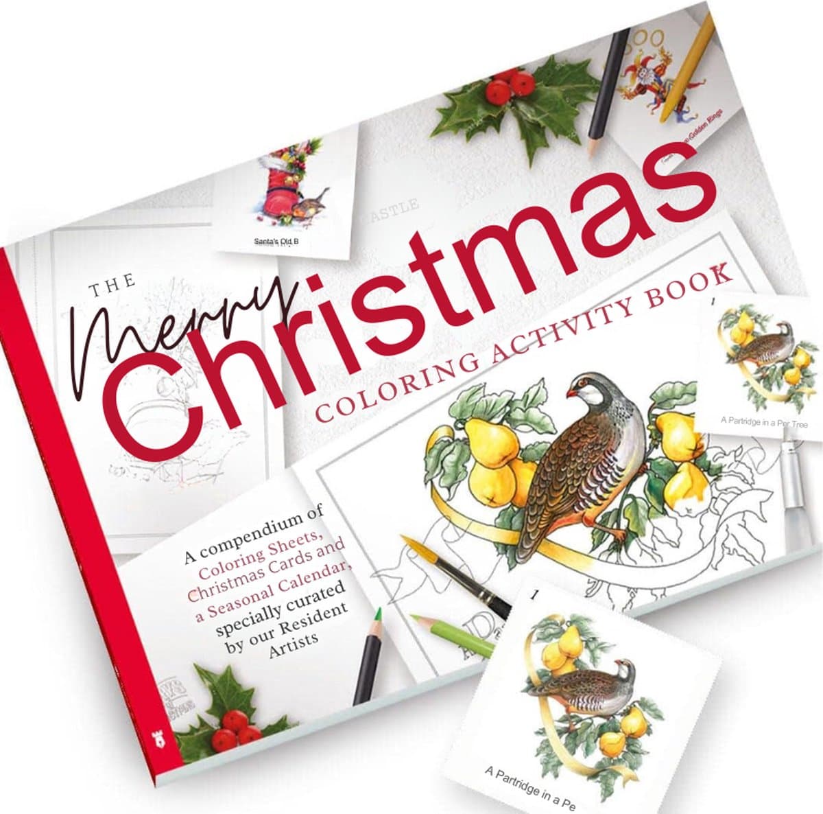 Kerst Kleurboek Compendium van Kaarten Kalenders en Scènes voor Feestelijke Sfeer Inclusief Kleurreferentiegids Geen Doordrukken Professioneel Papier Inlijgbaar A4 Formaat