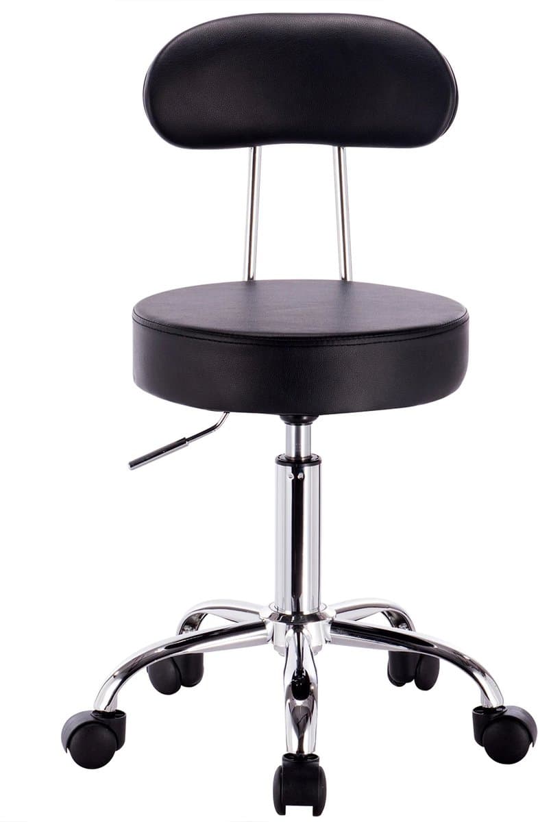 KTN® Draaikruk met Rugleuning - Kantoorkruk - Ergonomisch - Hoogte Verstelbaar - Wielen - Kruk - Stoel - Zwart