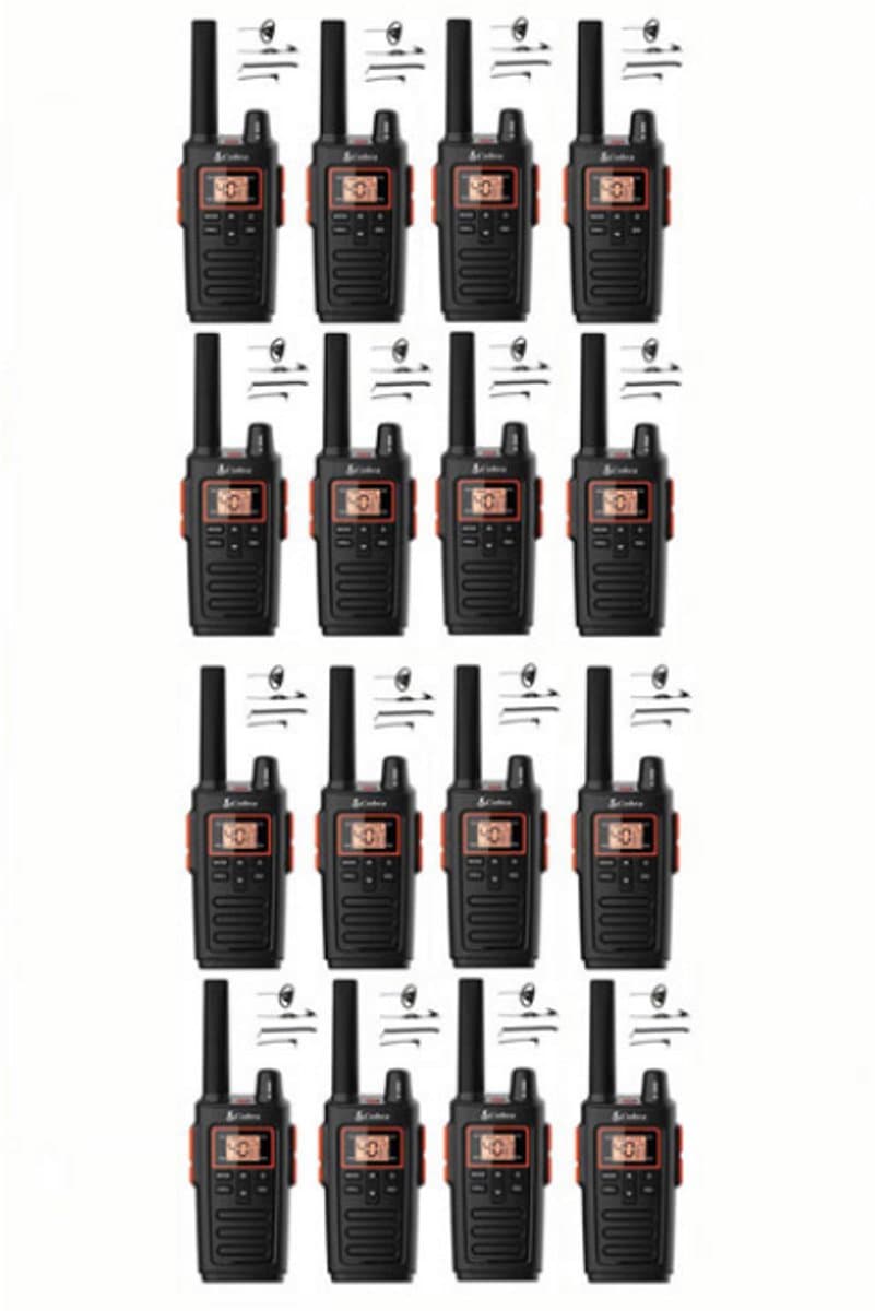 Set van 16 Cobra RX380 PMR446 portofoons IPX2 met D-shape oortje