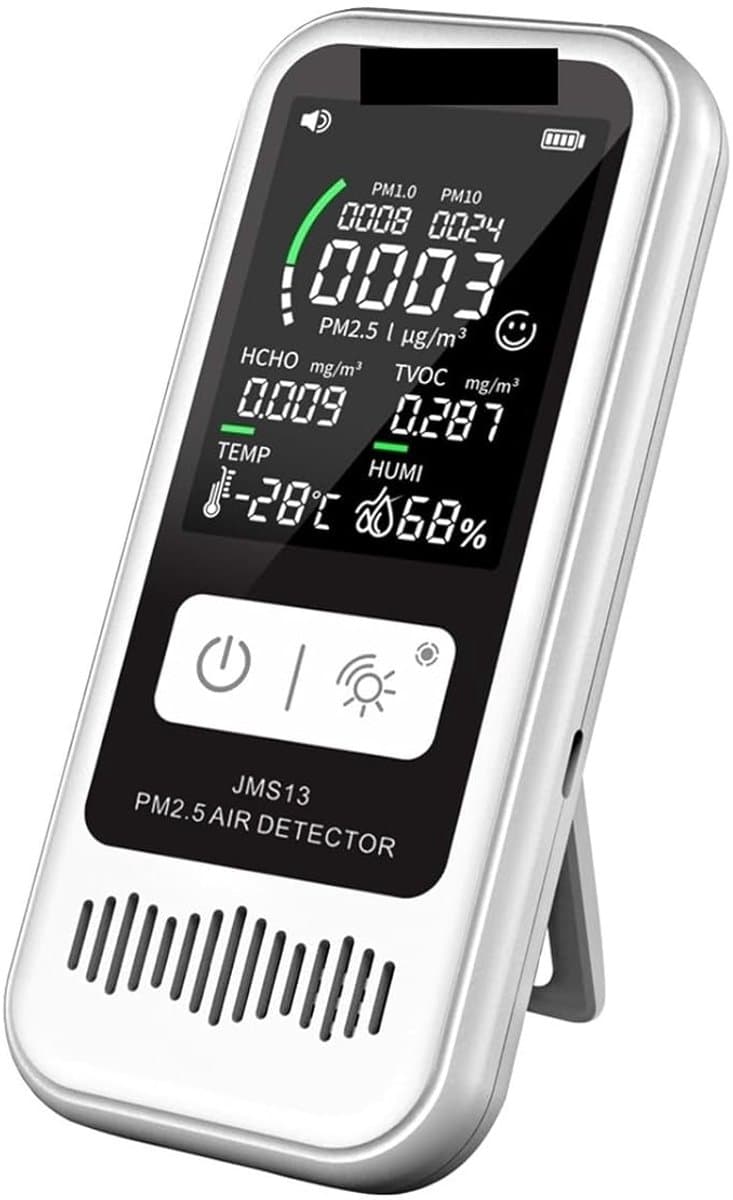 Luchtkwaliteitsmeter - Luchtmonitor Gasdetector - Binnenklimaat Meten - 5 In 1 Functies - PM2 HCHO TVOC - Universeel