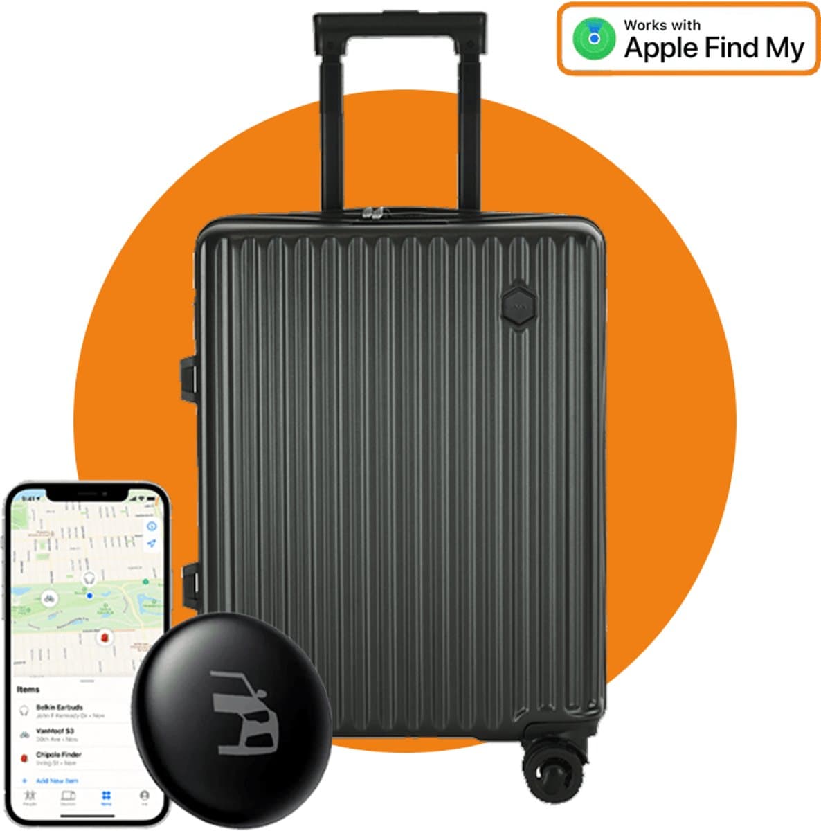 VCTparts® Smart Tag Bluetooth/GPS Koffertracker – Bescherm je Bagage met Tracer Maps en Zoek Mijn App iOS/iPhone – Zwart