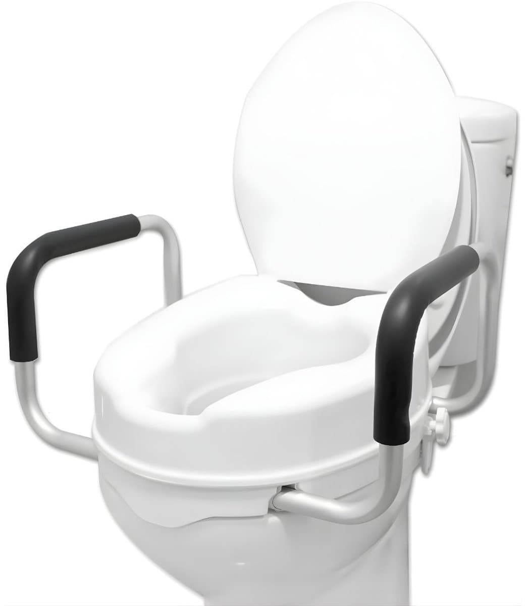 DnA® Toiletverhoger - Toiletverkleiner - Toiletverhogers - Toiletbeugel - Toiletverhoger met Armleuning - Wit - 10cm x 40cm x 36cm