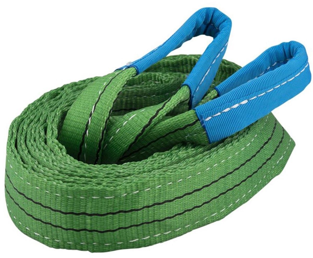 Hijsband 2 ton, groen, 4 meter, dubbel gelaagd, lussen - TRAILERGEAR