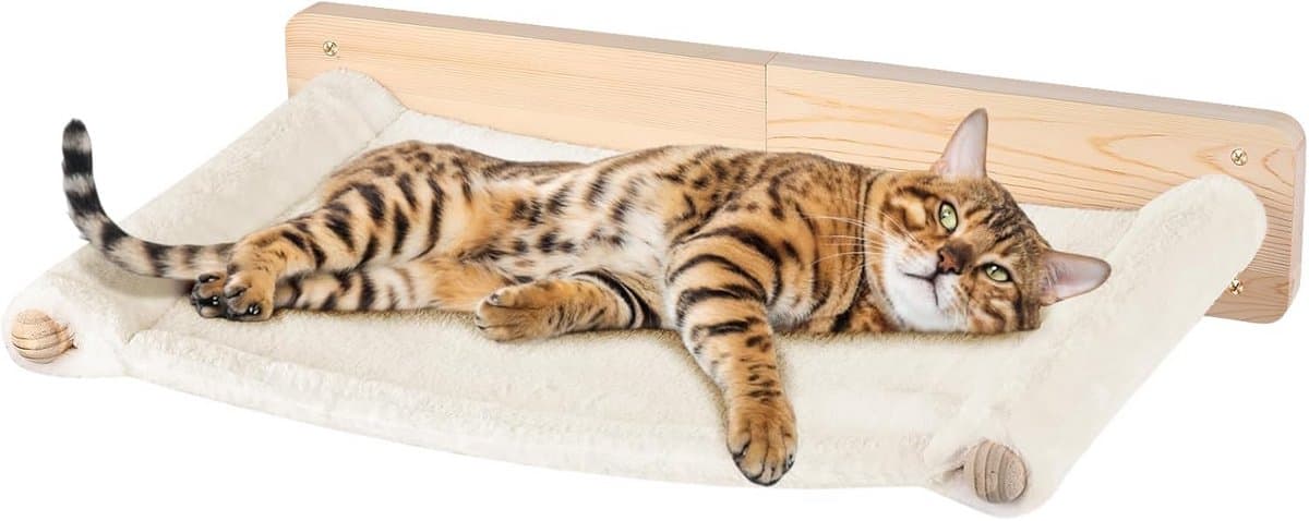 Wandgemonteerde Kattenhangmat & Klimmeubel - Ruime en Stevige Kattenplank voor Binnen