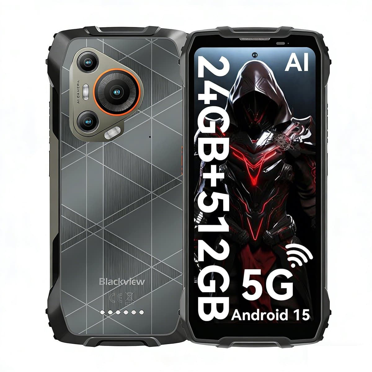 Blackview BL7000 - AI Robuuste Smartphone - 5G - 24GB RAM - 512GB ROM - 6.78 inch 120Hz - Robuuste Telefoon - IP68 Waterdicht - Nachtzicht - Android 15 - NFC - GPS - Oranje