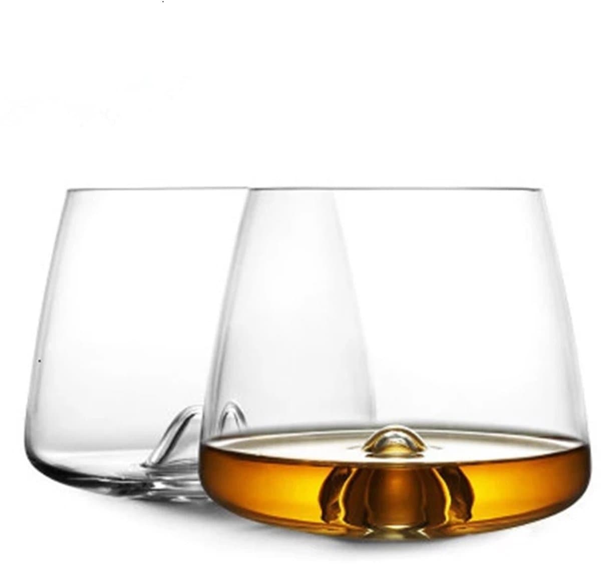 BukkitBow - Set van 2 Kristallen Cognacglazen - Luxe Designer Whiskyglazen - Elegante Tumbler Glazen voor Drank en Brandy