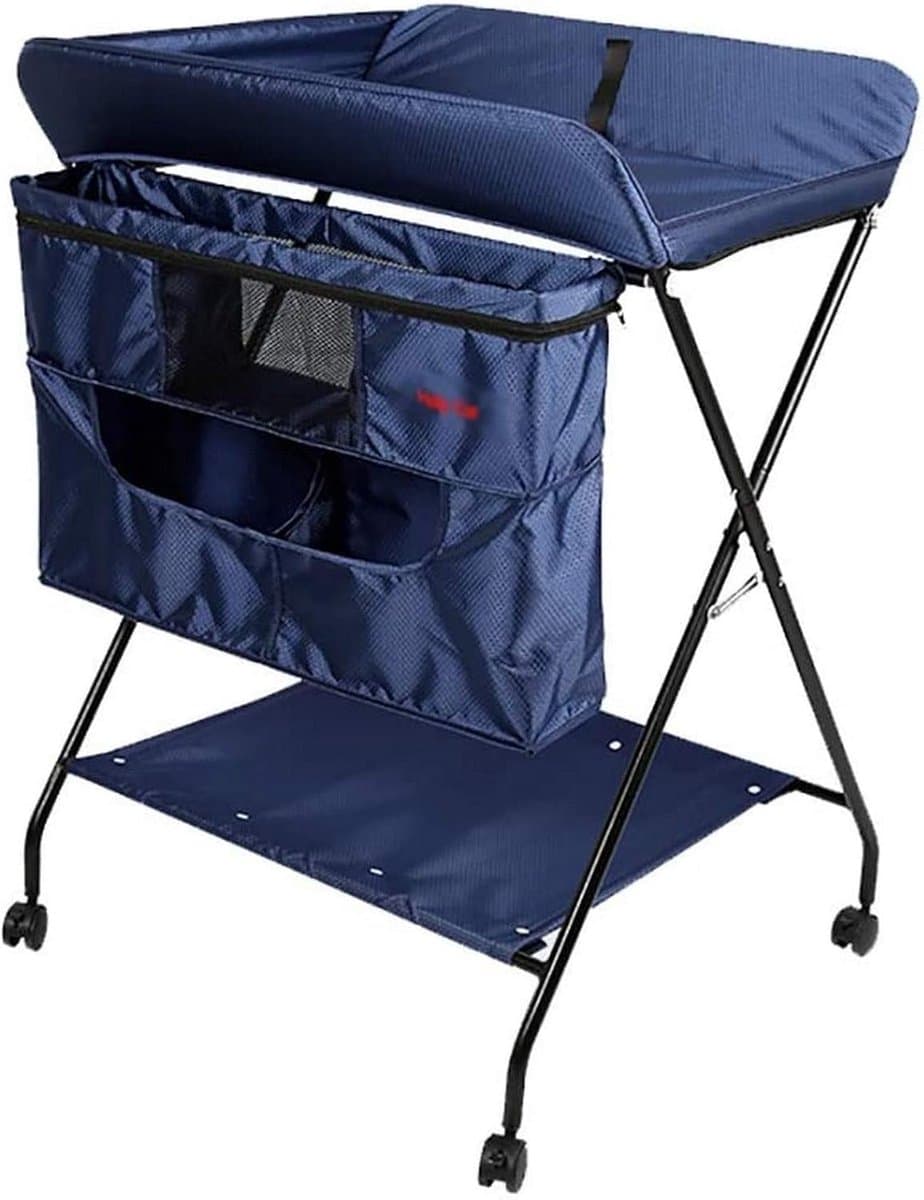 Verzorgingstafel - Baby commode - Babykamer organiseren - Grote opslagruimte - Compact design - Blauw