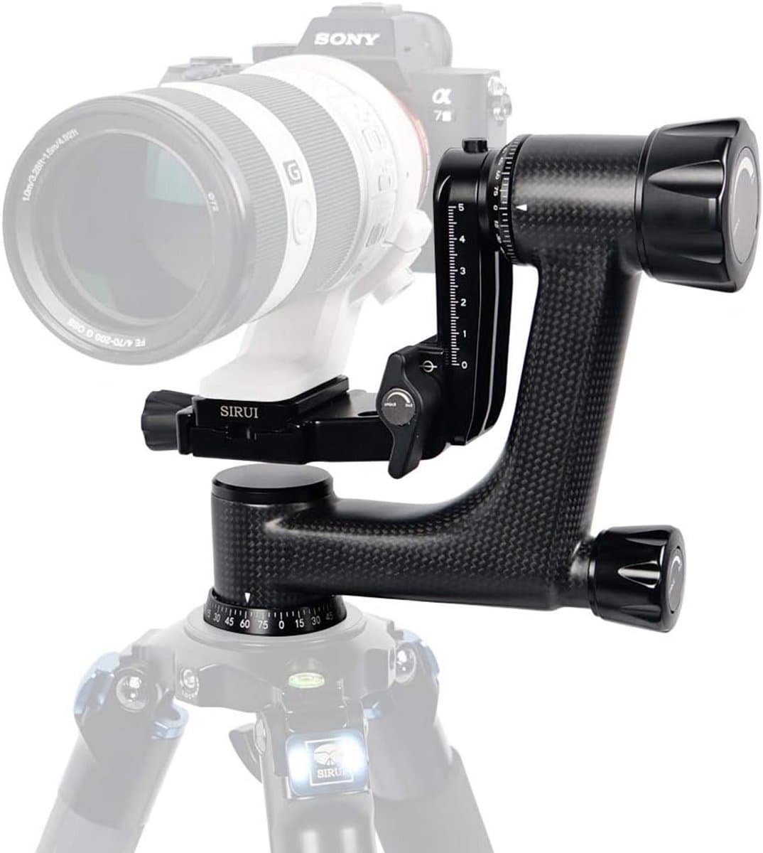 Koolstofvezel Gimbal Statiefkop 15kg Draagvermogen voor Telelens en Camera