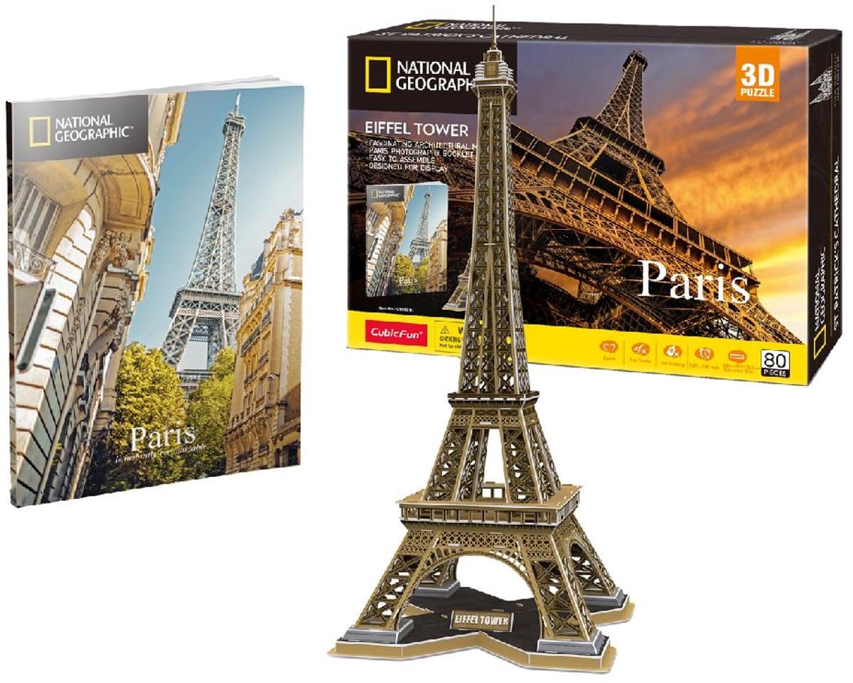CUBIC FUN National Geographic 3D Puzzel Eiffeltoren - 80 stuks, 70,9 cm