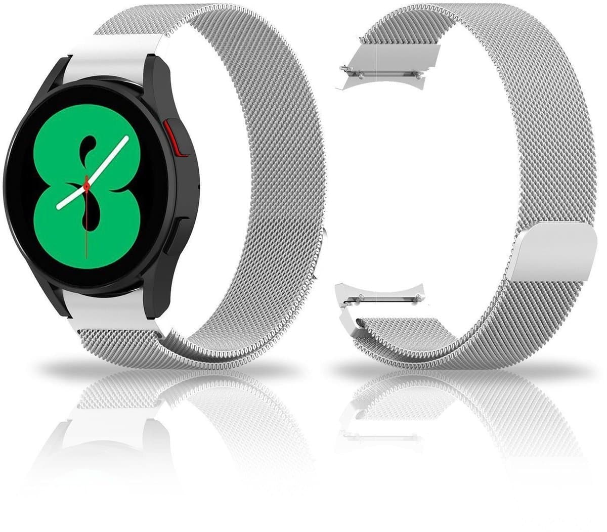EYUSALL Horlogeband voor Samsung Galaxy Watch5/4 - 20 mm -Metaal Schakel - Zilveren