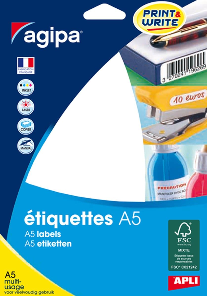 agipa universele etiketten, rond, wit, DIN A5