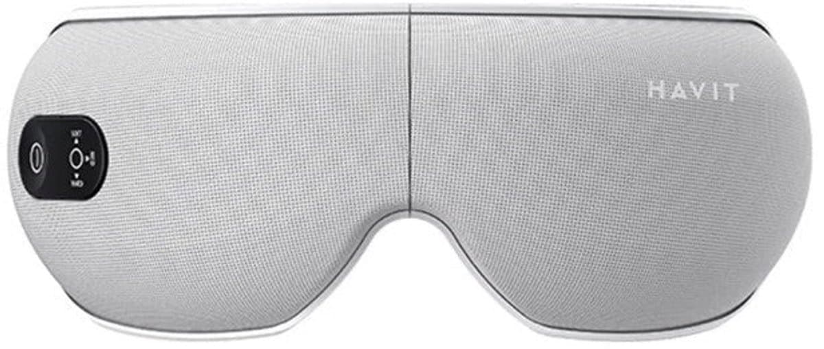 Havit EM1601 Oogmassageapparaat - Luchtdrukmassage & Warmtecompressie - Bluetooth Speakers - Oplaadbaar - Inklapbaar - Grijs