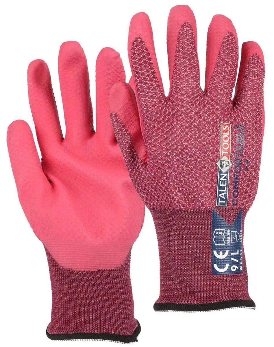 Talen Tools - Werkhandschoenen - Comfort - Gerecycled - Maat L - Roze