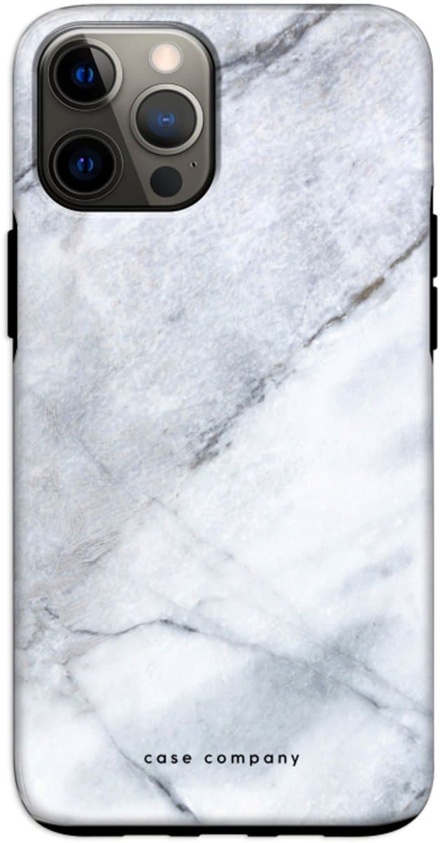 Case Company® - Hoesje geschikt voor iPhone 12 hoesje - Witte marmer - Tough Case - Maximale Bescherming alle Kanten en Schermrand