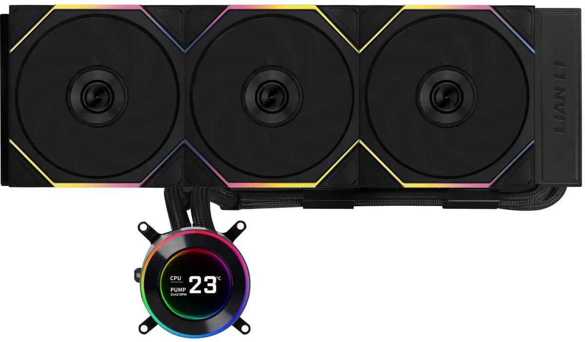 Lian Li Hydroshift II LCD-C 360TL Black - Afmeting radiator: 360 mm - voor Intel LGA: 1851, 1700 - AMD AM5, AM4 - 2.1-inch IPS LCD-scherm - 3x 120 mm UNI FAN TL Wireless FAN's - L-Connect 3 software - zwart