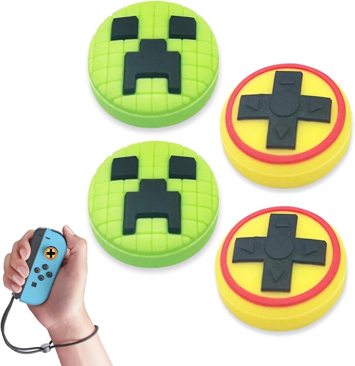 4 Pcs Thumb Grip Caps voor Nintendo Switch - Thumbstick Caps voor Switch Lite - Joystick Caps - Joystick Thumb Grip Caps - Joystick Caps Compatibel met Switch & Switch Lite & Switch OLED (Groen en Geel)