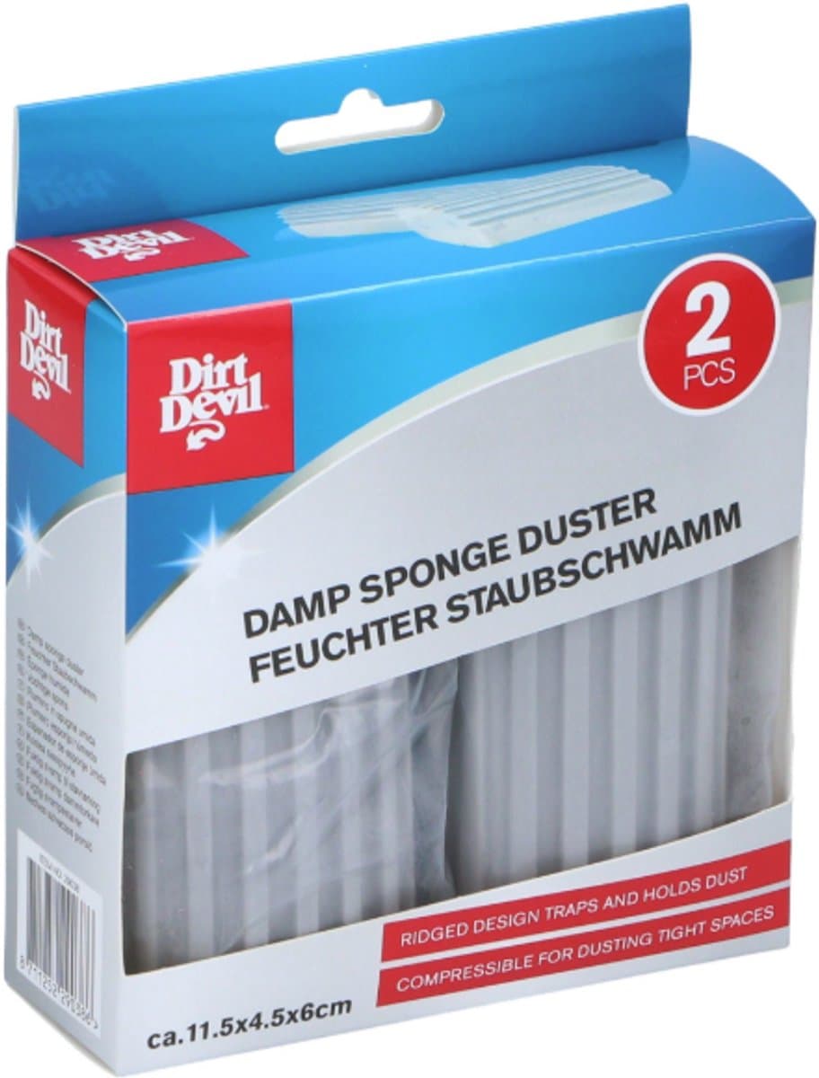 DIRT DEVIL Dampspons Duster - 2 stuks – 11,5 x 4,5 x 6 cm – Reinigingsspons voor Stof en Vuil