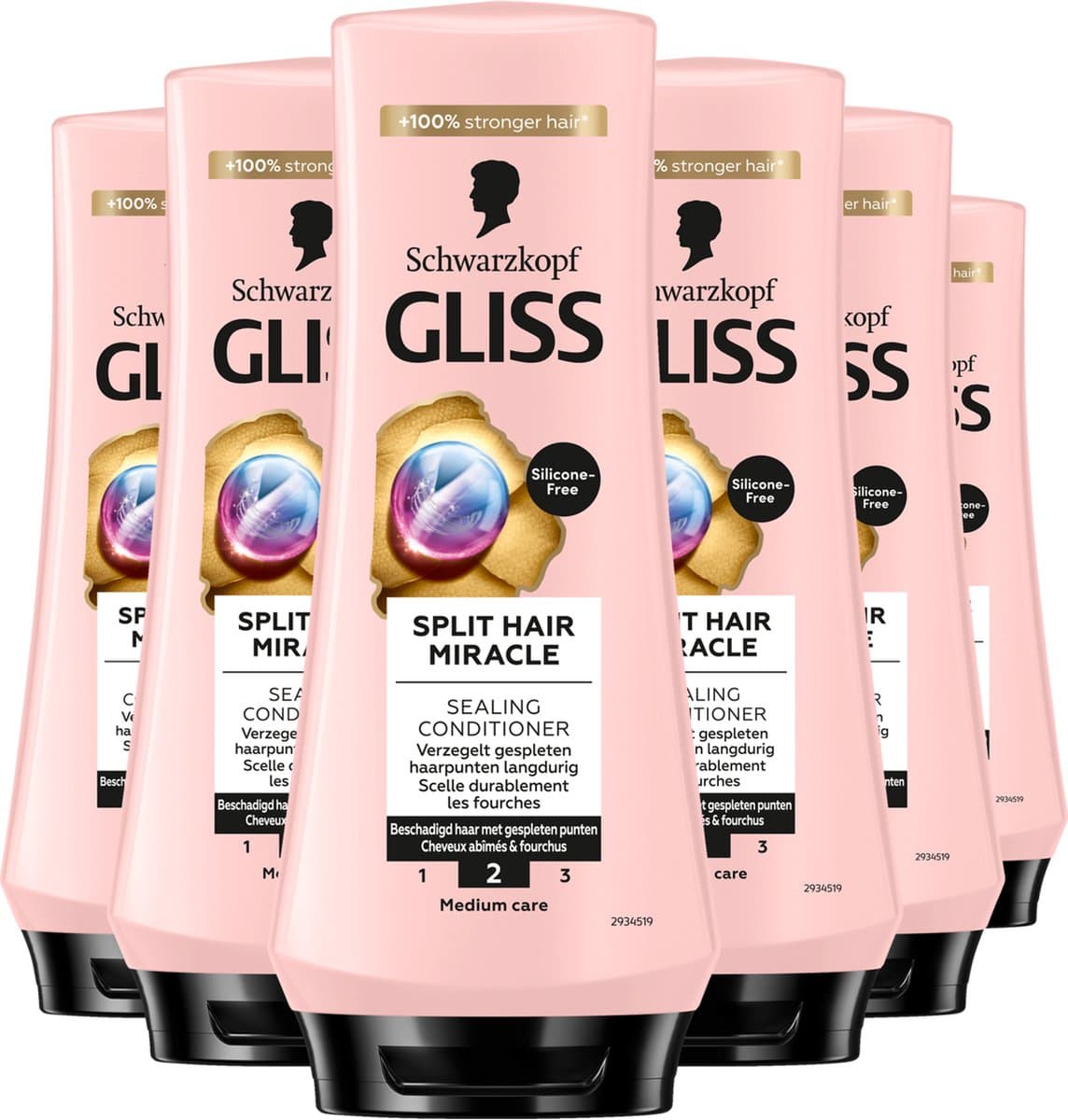 Gliss Split Hair Miracle - Haarverzorging - Conditioner - Zijdezacht en Glans - Verzegelt Gespleten Haarpunten - Beschadigd Haar - Voordeelverpakking - 6x 200 ml