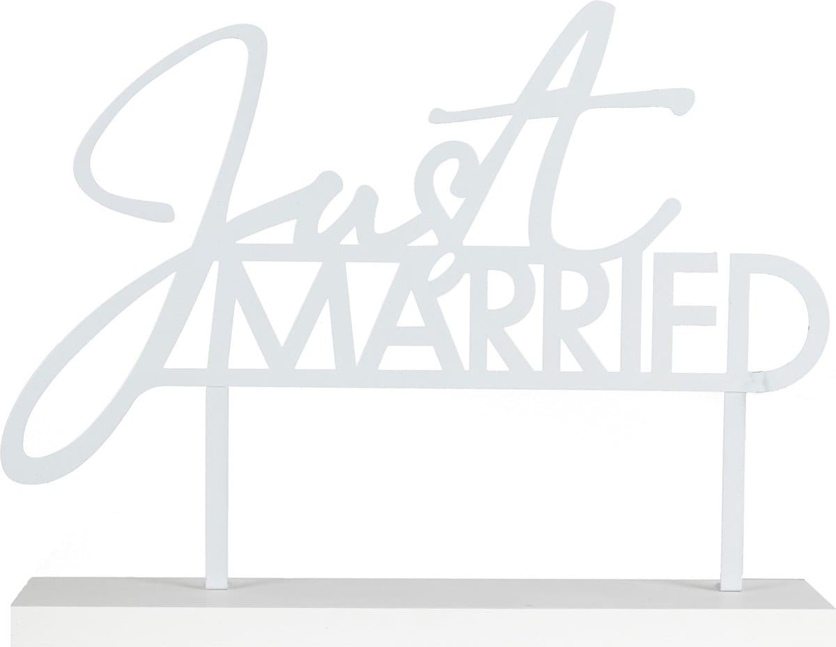Ginger Ray - Ginger Ray - Wit metalen tafelbord “Just Married“ - 25 x 29 cm