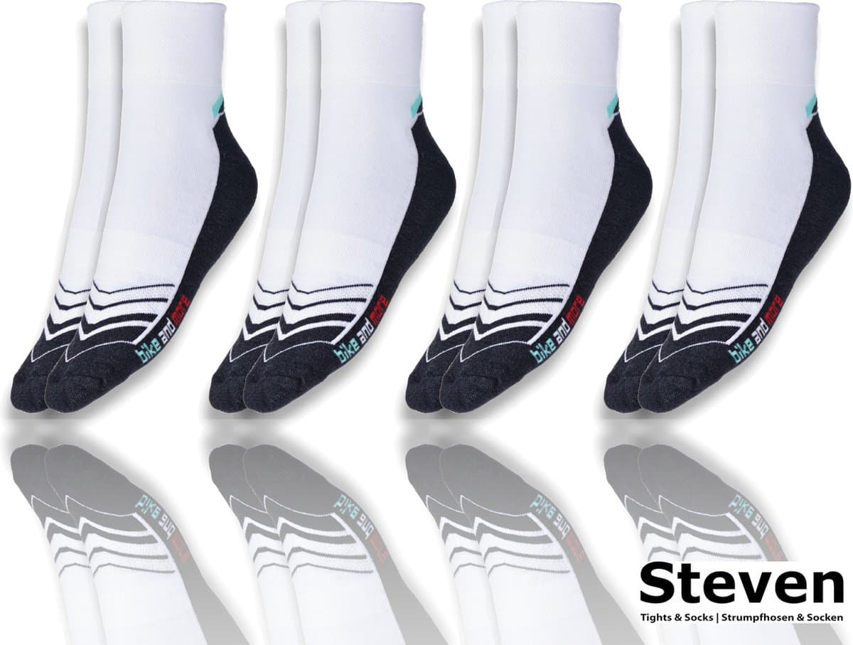 STEVEN Dynamic - Dames Sportsokken - Multipack 4 Paar - Maat 35-37 - Wit - Semi-Badstof - Anti Blaren - Ademend - Zweetabsorberend - Hardlopen Fitness Fietsen - Made in EU