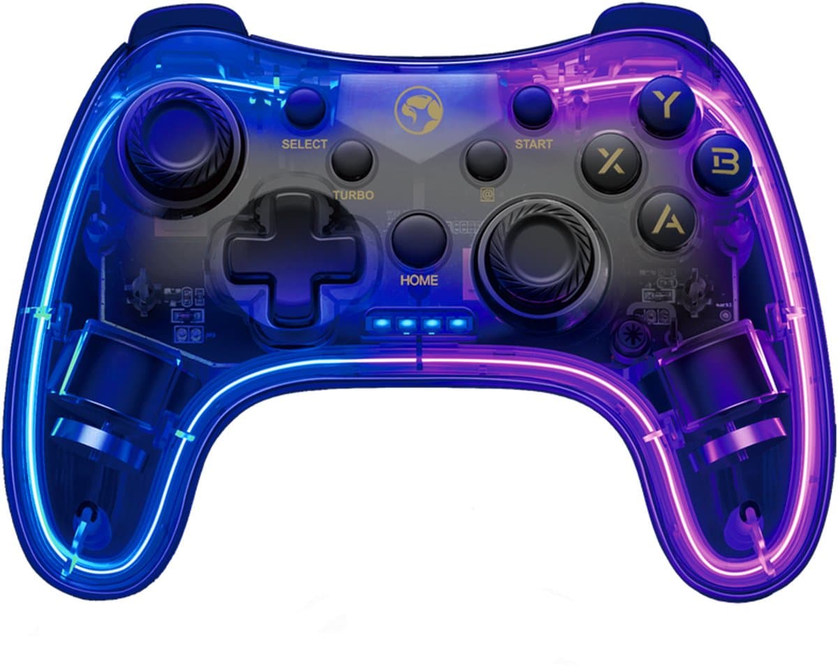 Marvo Ghost 40 (GT‑88) – Draadloze Bluetooth Controller, Transparant RGB, Universeel (Android/PC/PS/Nintendo)