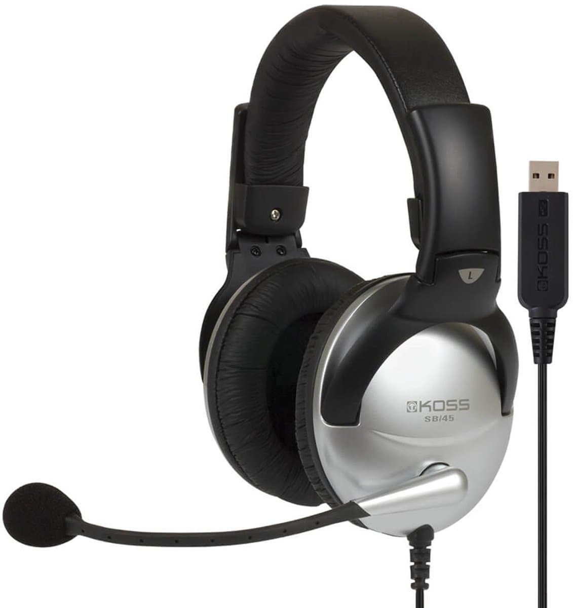 Koss USB Stereo OnEar Headset "SB45", Silver/Black