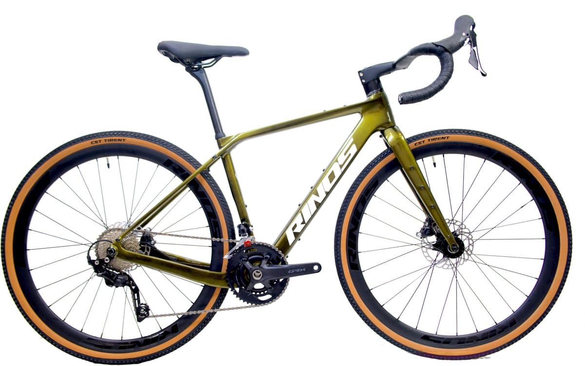 Rinos Sandman 4 - Gravel Fiets - Gravel Bike – carbonframe - GRX400 20 versnellingen - hydraulische schijfremmen - lichtgewicht - allround fiets voor elk terrein - Kameleon - Goud-Groen 52