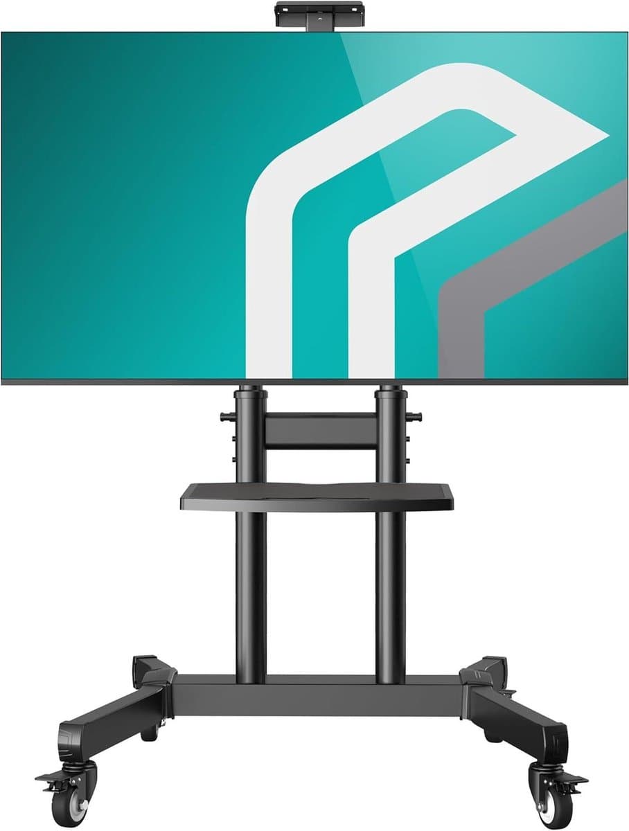 TV Stand on Wheels for 50-90 Inch Screen TV - Floor Stand, 90kg Capacity, Max VESA 800x600, Tiltable 5°, Black TS1891-B