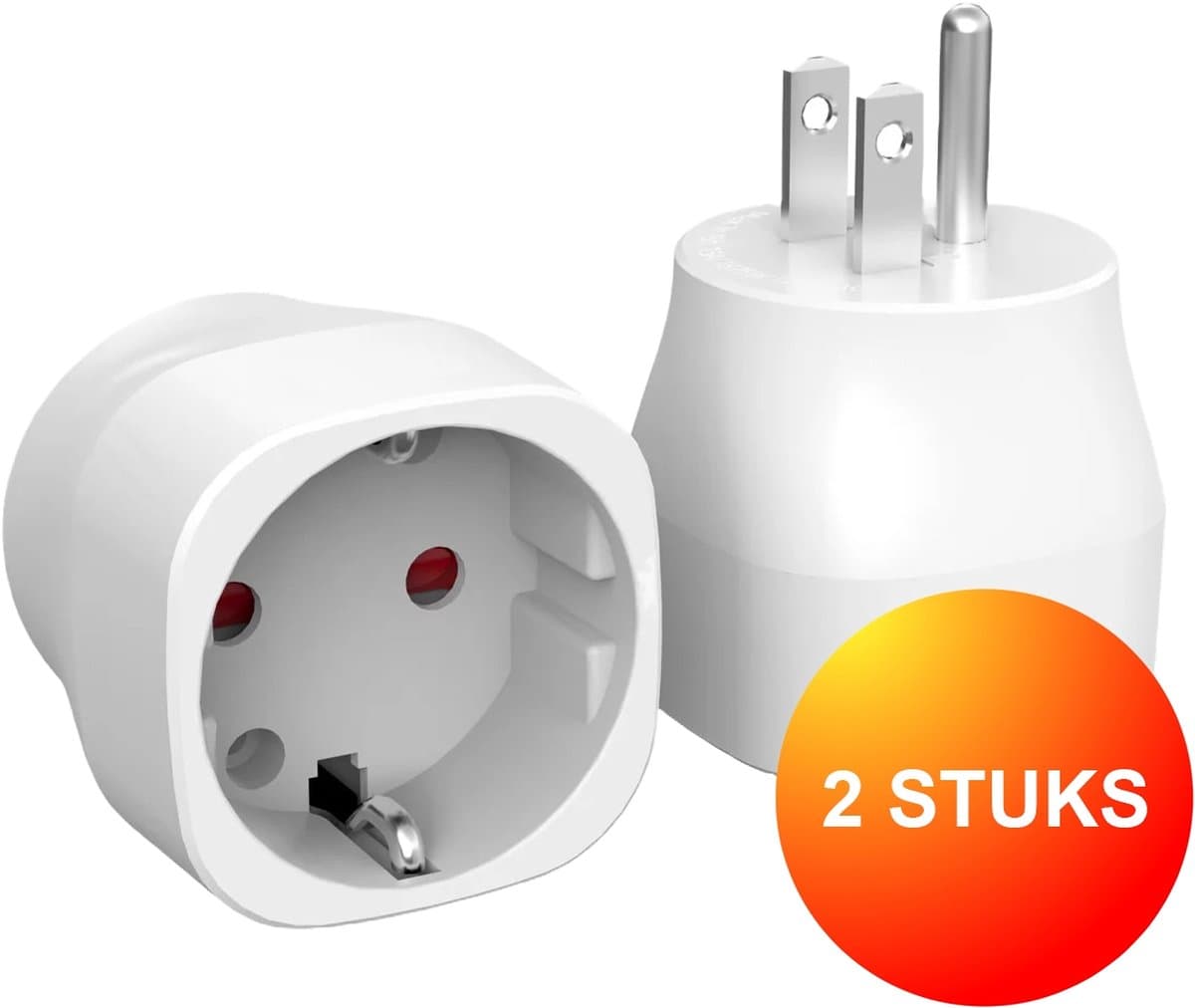 BSTNL 2x Reisstekker type B - Ideaal voor reizen in Amerika, Canada en Thailand - Fireproof - Universele wereldstekker - Verenigde Staten - Vakantiestekker in Wit