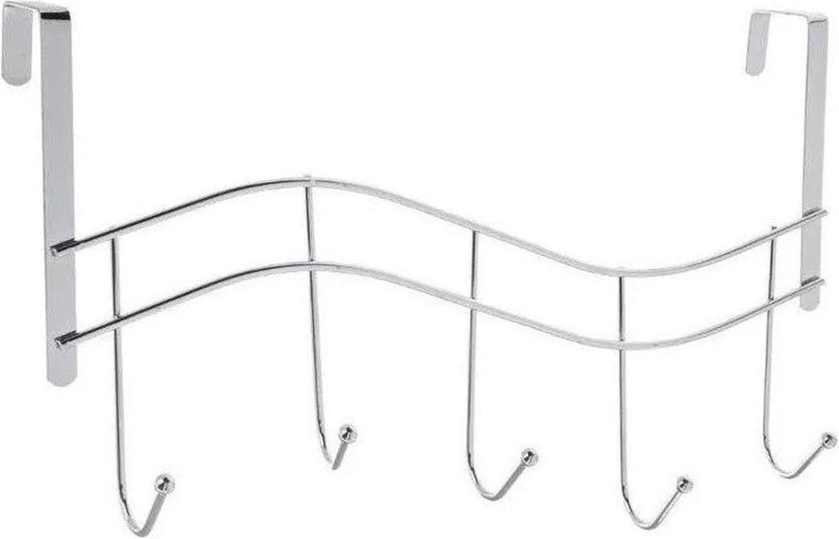 5five Metalen deurrek - 5 haken, grijs, 38,5 cm