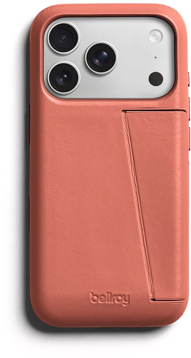 Bellroy Full Lederen 3 Card iPhone 18 Pro – Ingebouwde Magnetische Portemonnee – Premium Leer voor Duurzaamheid – Schokabsorberend Polymeer voor Extra Apparaatbescherming - Bruin