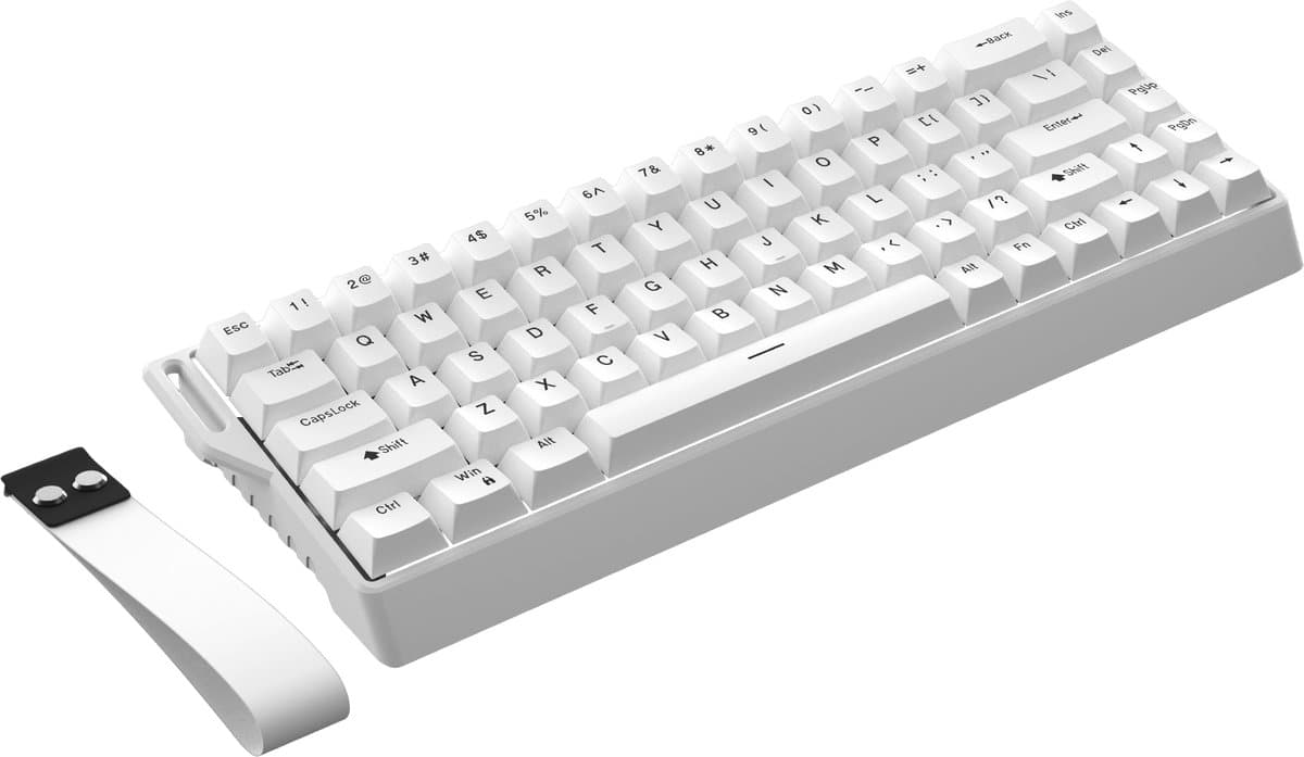 BOSSTON K68 Mechanisch Gaming Toetsenbord, 68 Toetsen 65%, Hot-Swap, RGB, Draadloos en Bedraad, Bright Moon White