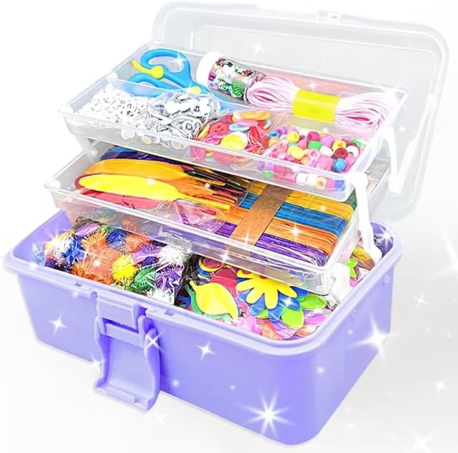 Knutselset voor Kinderen – 2000-delig met 3-laags Opbergdoos, Pijpenreinigers, Wiebelogen, Kralen, Strijkkralen en Stickers – Creatieve Doe-het-zelf Set voor Jongens en Meisjes van 4 tot 10 Jaar
