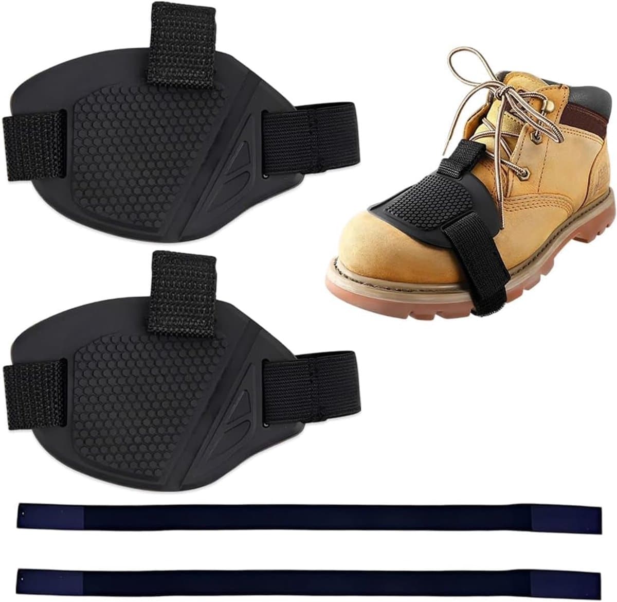 2 stuks zwarte motorschoenbeschermers, antislip, met verstelbare klittenbandsluiting, compatibel met motorlaarzen, sneakers, werkschoenen