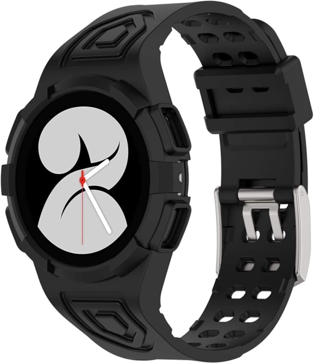 Voor Samsung Galaxy Watch4 44mm Silicone Integrated Watch Band (Black)