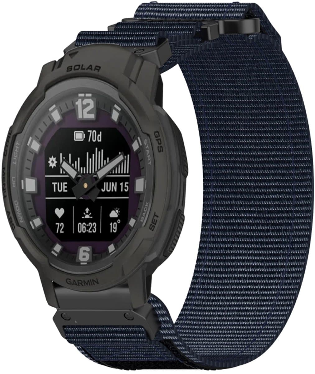 Voor Garmin Instinct Crossover Solar 22 mm nylon klittenbandsluiting horlogeband (blauw)