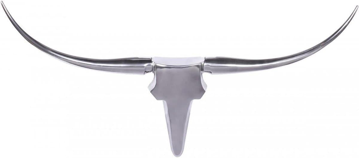 Wanddecoratie Gewei - Decoratief Aluminium - Interieur Verfraaien - Uniek Handgemaakt - 125 cm Breed - Zilver