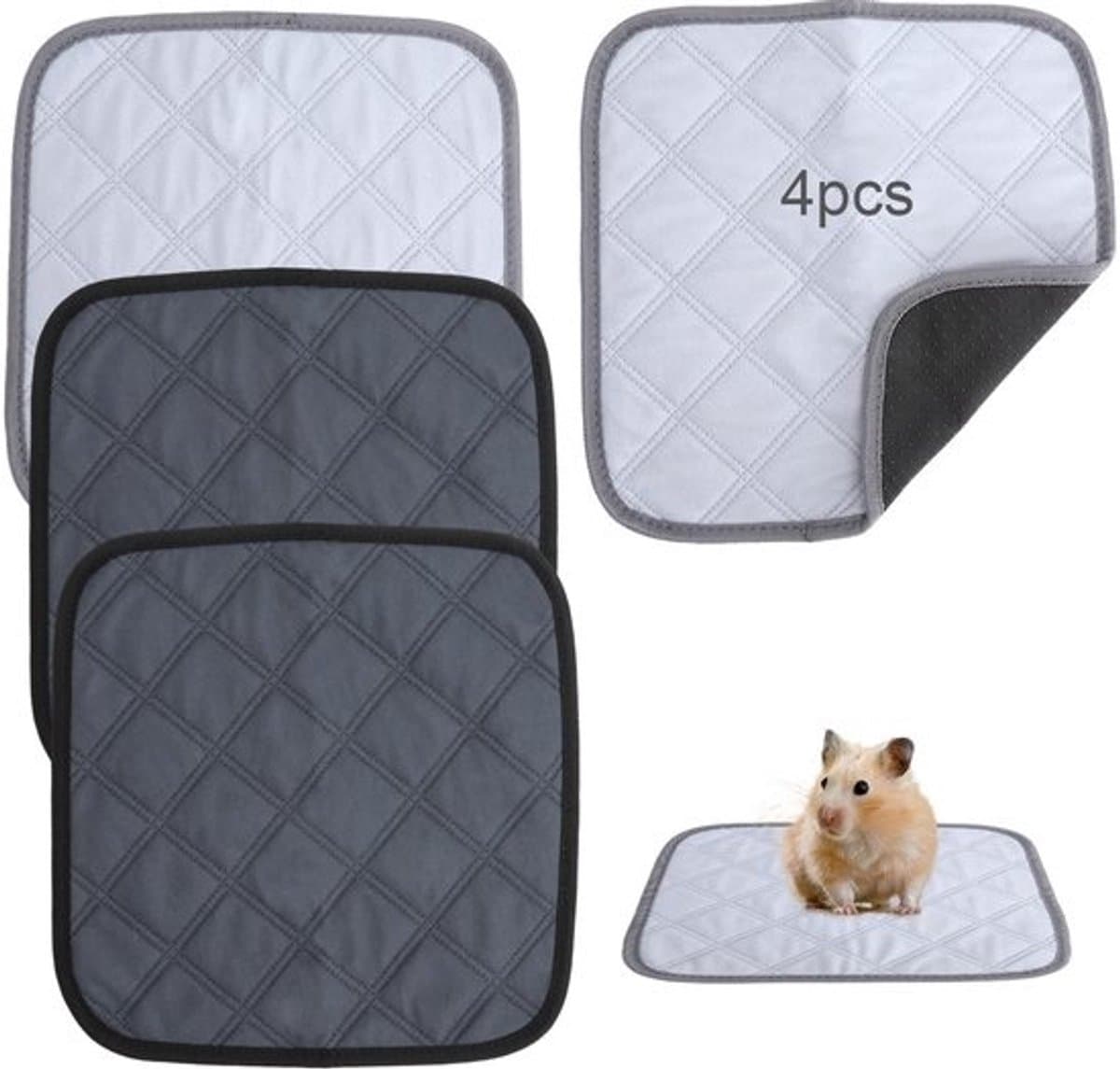 Dailygoods- Pipipads 4-delige set - Absorberend - Antislip - Waterdicht - Onderlegger voor kleine dieren - 30 x 30 cm