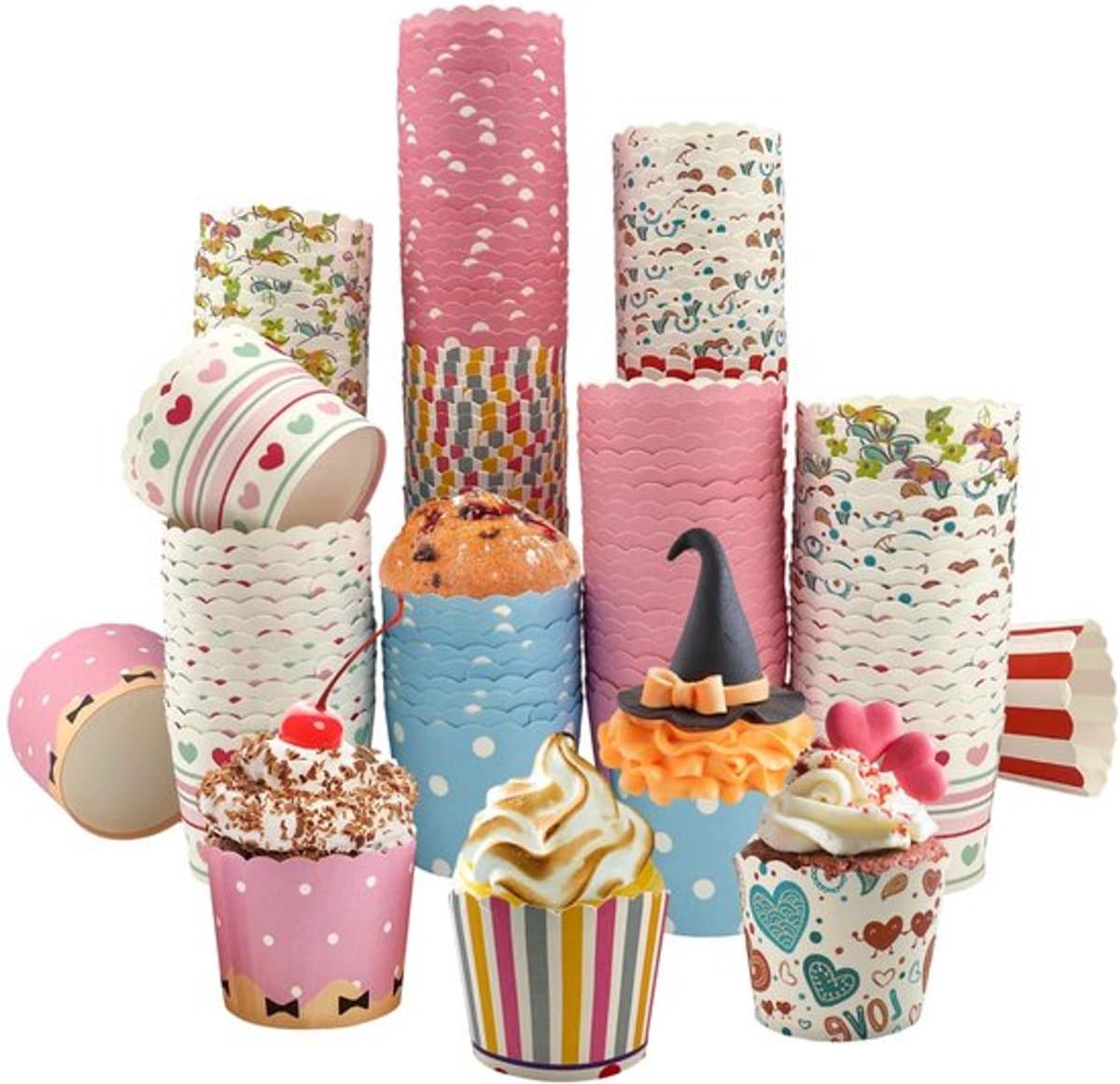 VVGoods - 200 Stuks Cupcake Vormpjes voor Mini Muffins en Muffinvormpjes - Ideaal